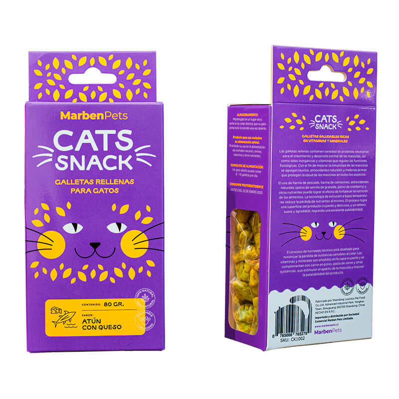 Cats Snack Atún y Queso - Bolsa de Galletas Rellenas