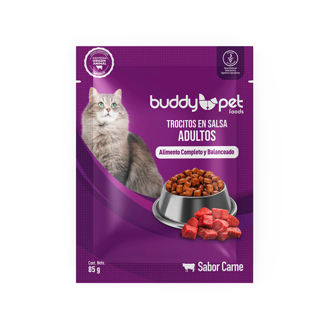 Buddy Pet Gato Carne - Caja 18 Pouches