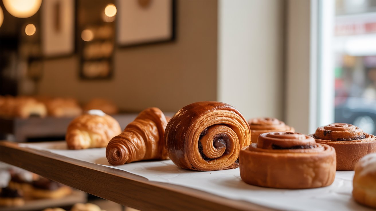A warm, inviting shot of freshly baked bread on a rustic wooden table.