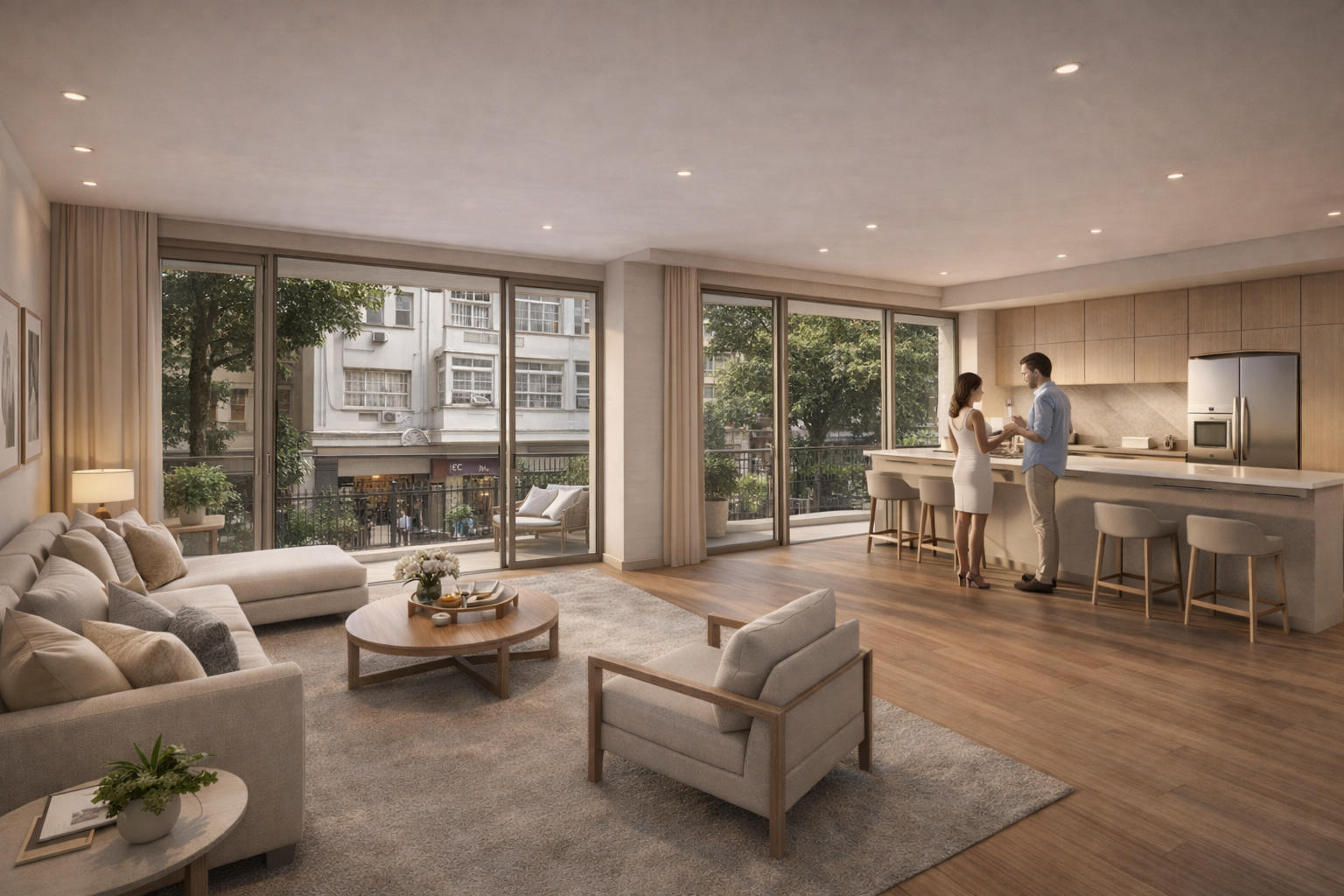 Illustration of a 2-bedroom apartment floor plan.