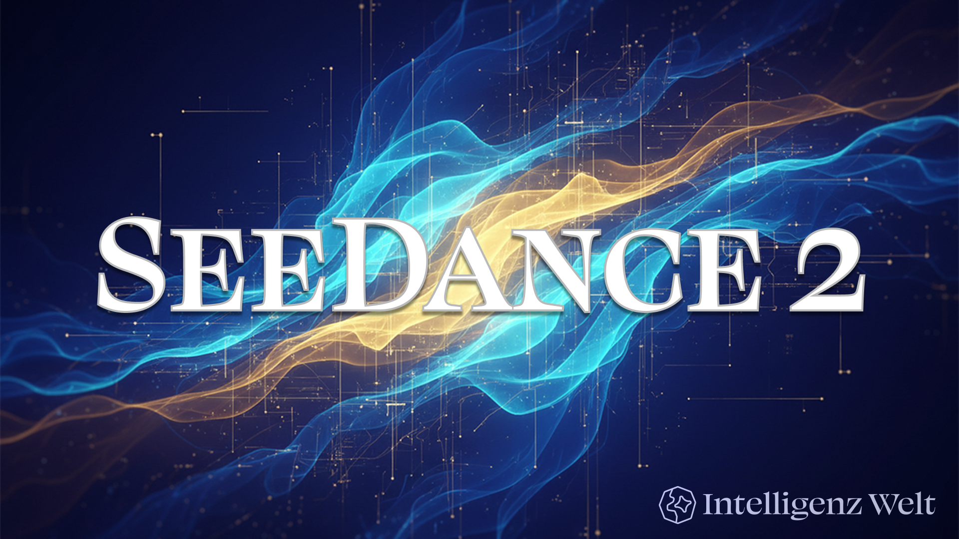 Eine abstrakte Darstellung von flüssigem Licht, das sich in komplexen, wellenförmigen Mustern überlagert, in Farbtönen von tiefem Blau über Violett bis hin zu hellem Azurblau. Einzelne, feine goldene Linien durchziehen das Licht und deuten auf neuronale Verbindungen oder Datenflüsse hin. Die Formen verschwimmen an den Rändern und erzeugen ein Gefühl der Unendlichkeit und des Übergangs zwischen fester Materie und digitaler Fluidität.