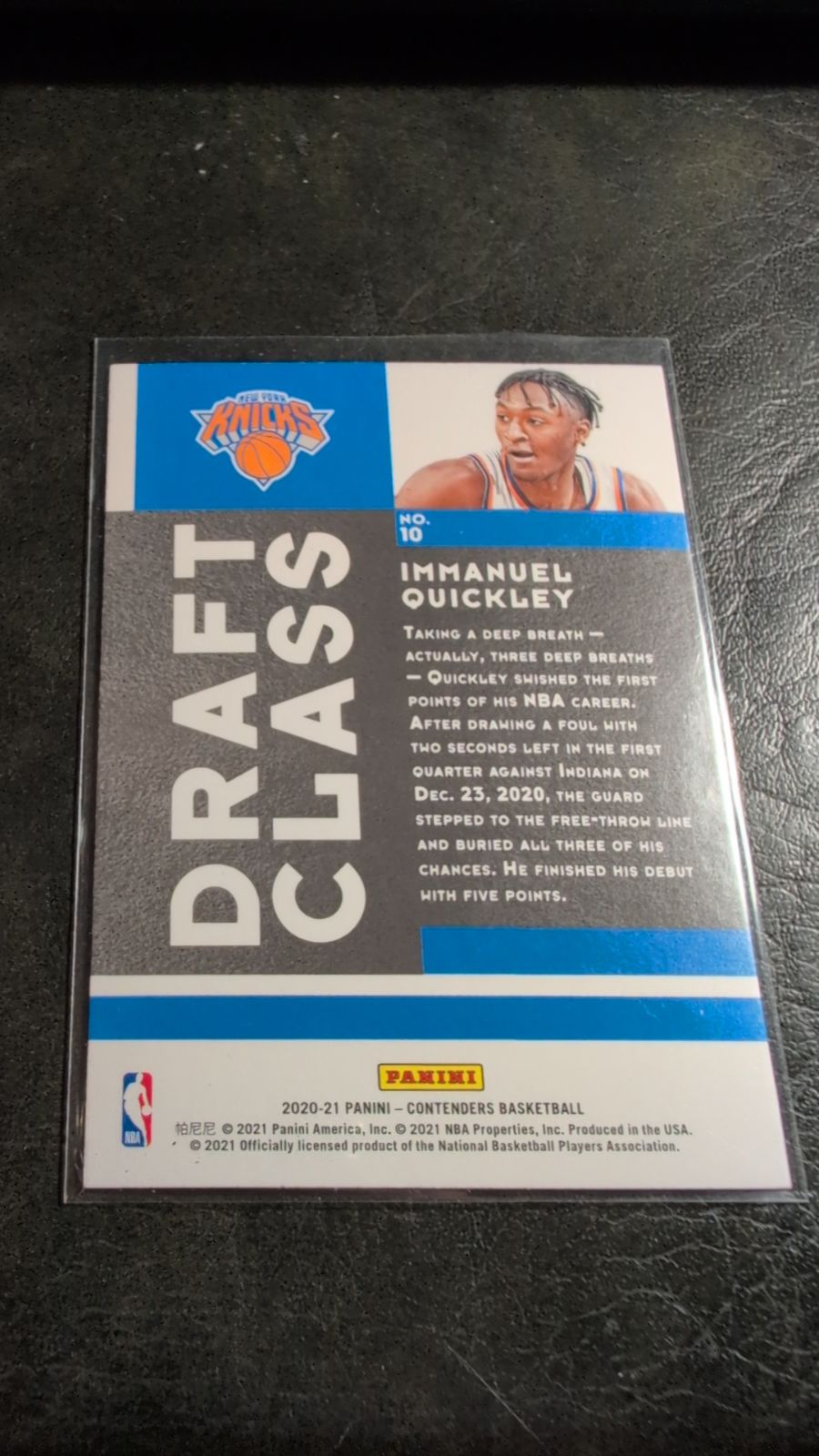 2020 Panini Contenders Draft Class Immanuel Quickley #10 - Media 2