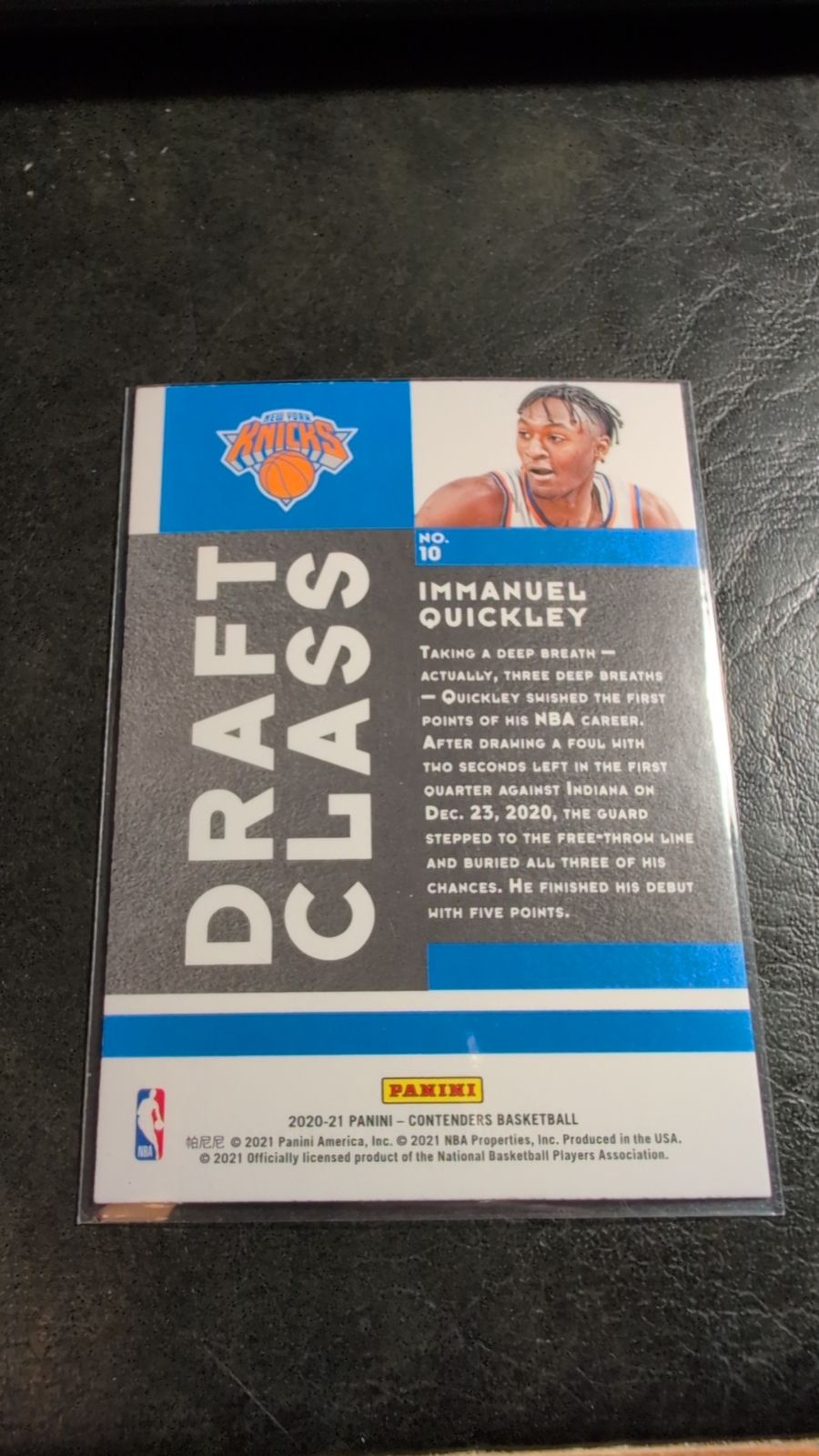 2020 Panini Contenders Draft Class Immanuel Quickley #10 - Media 2
