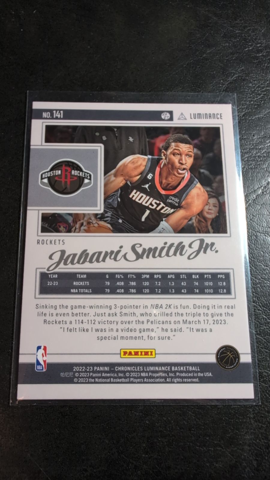 2022 Panini Chronicles Luminance Jabari Smith Jr. #141 Green Laser - Media 2