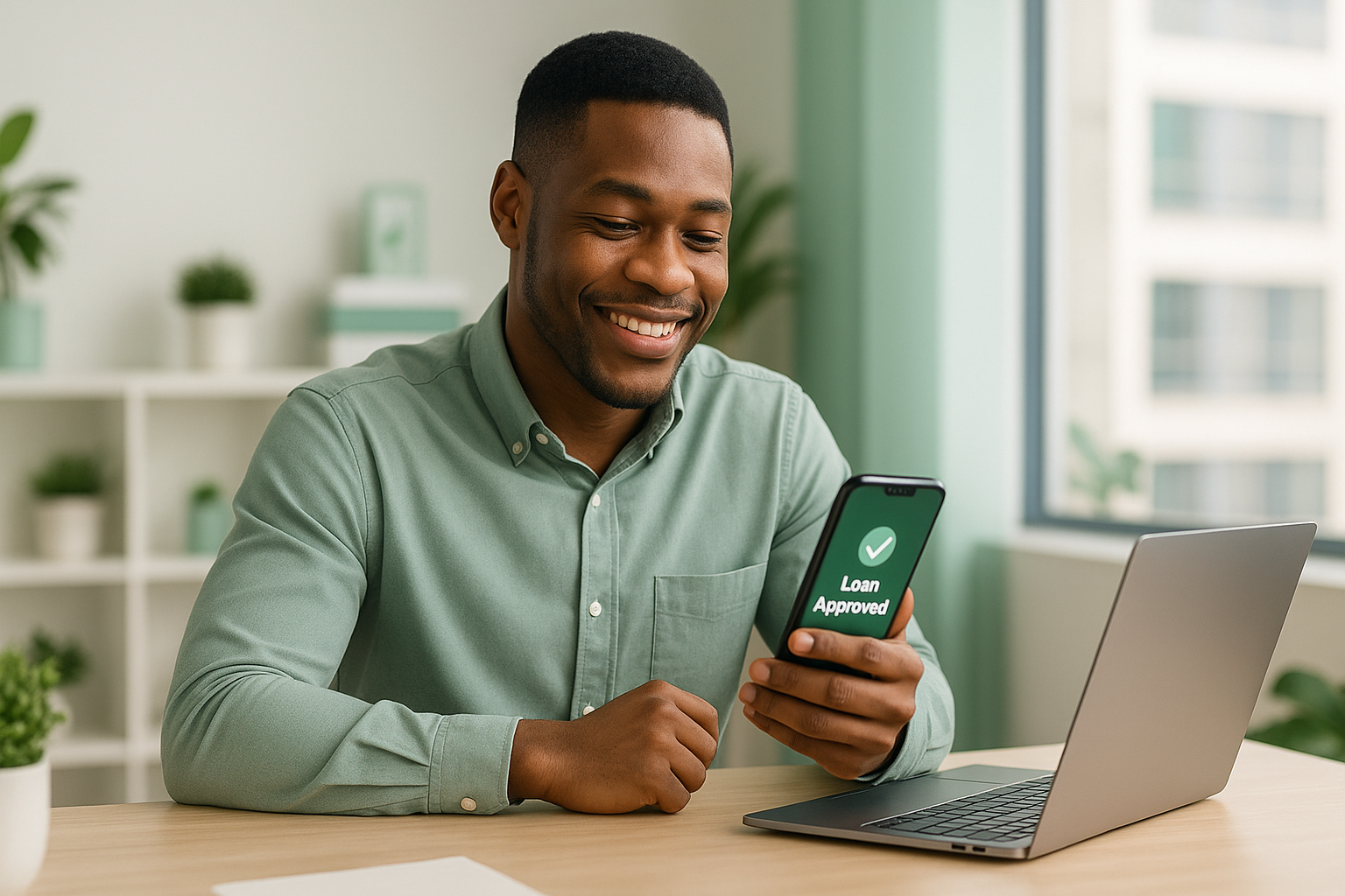 A collection of valuable items including a car key, gold jewelry, a laptop, and cash, representing collateral for a loan.