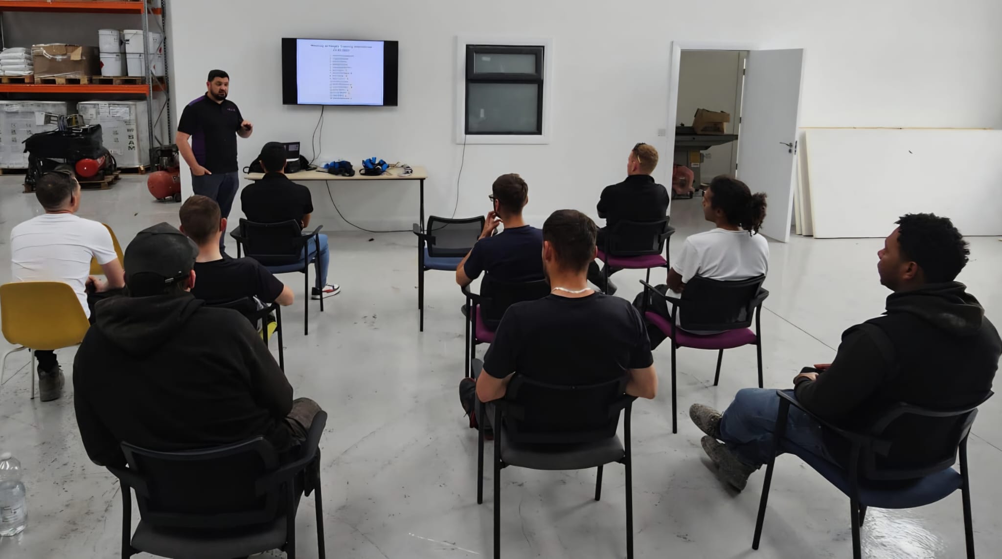 Trainees listening to instructor