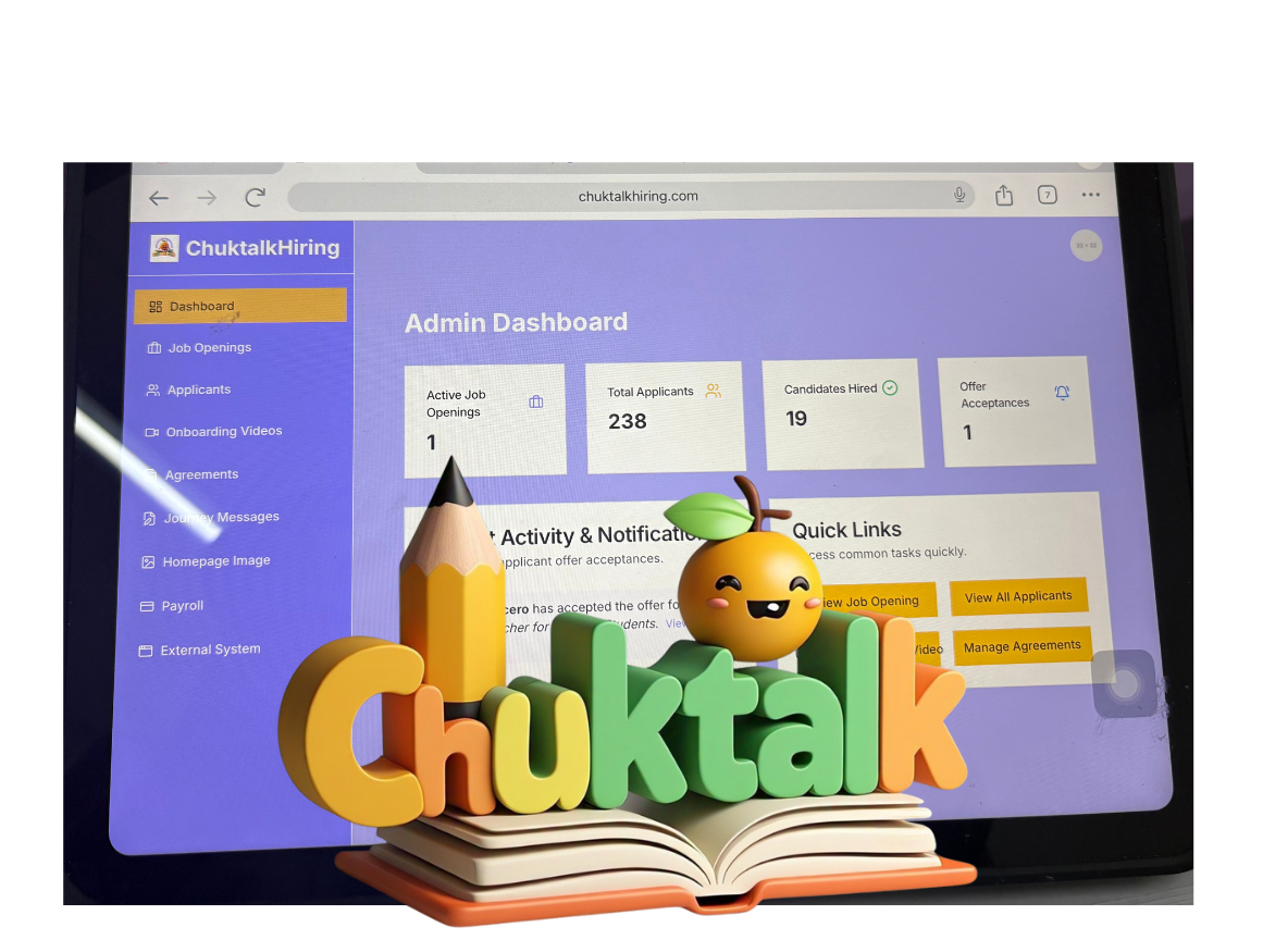 A screenshot of the HR management system for chuktalkhiring.com.