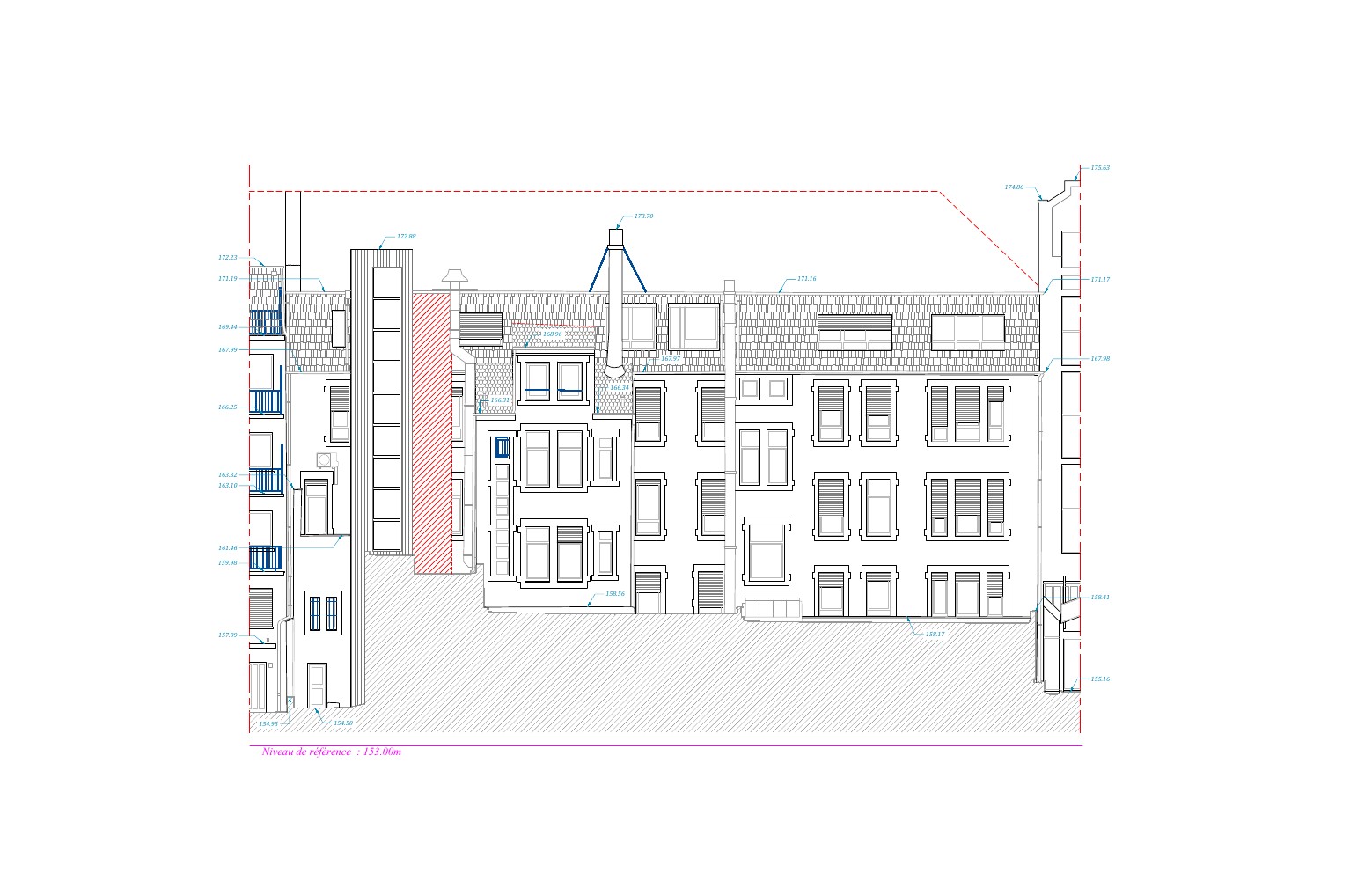 Élévation de façade détaillée