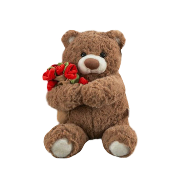 Oso Cafe con Flores 