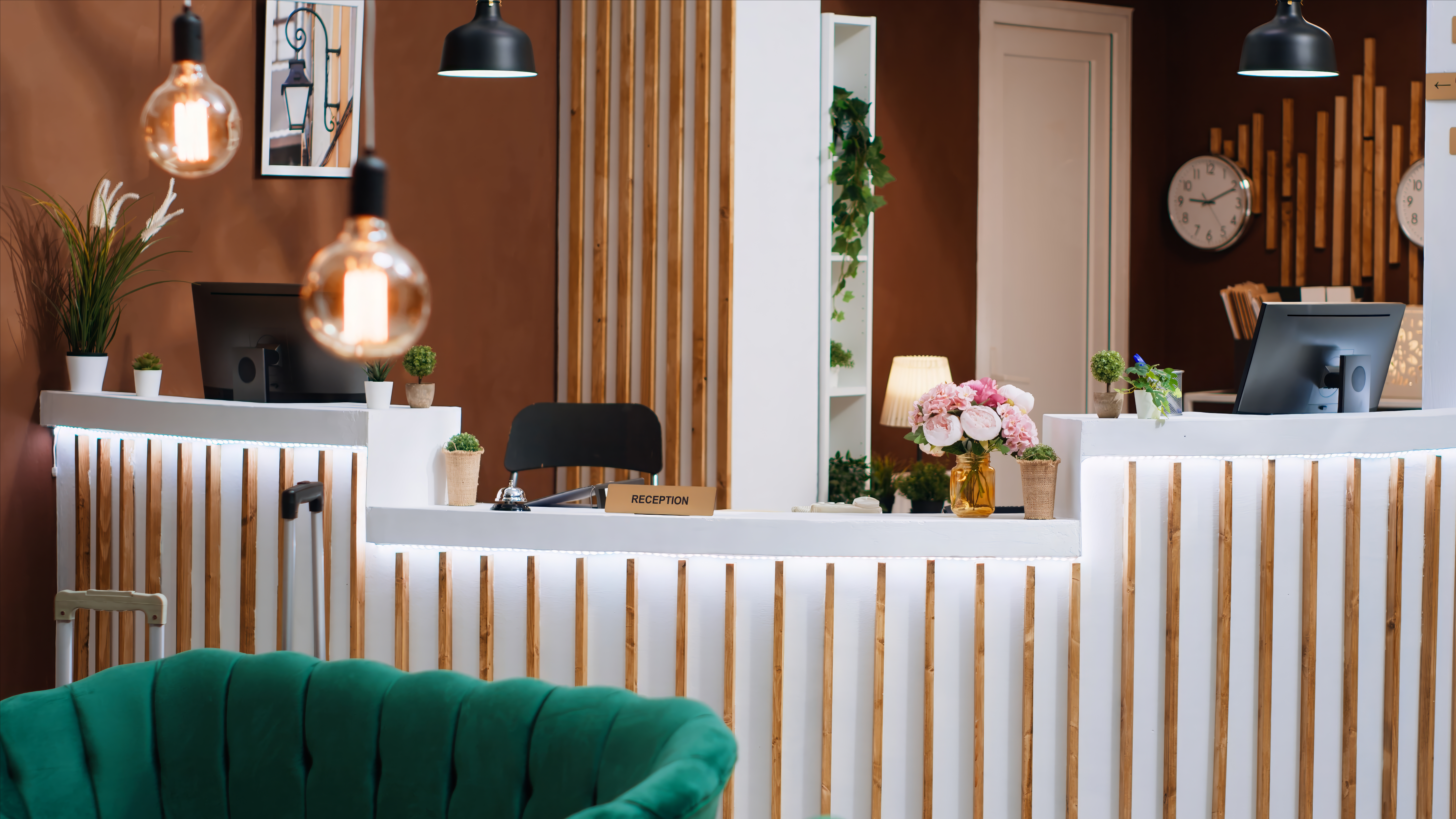 A tranquil spa setting with massage table and soft lighting.