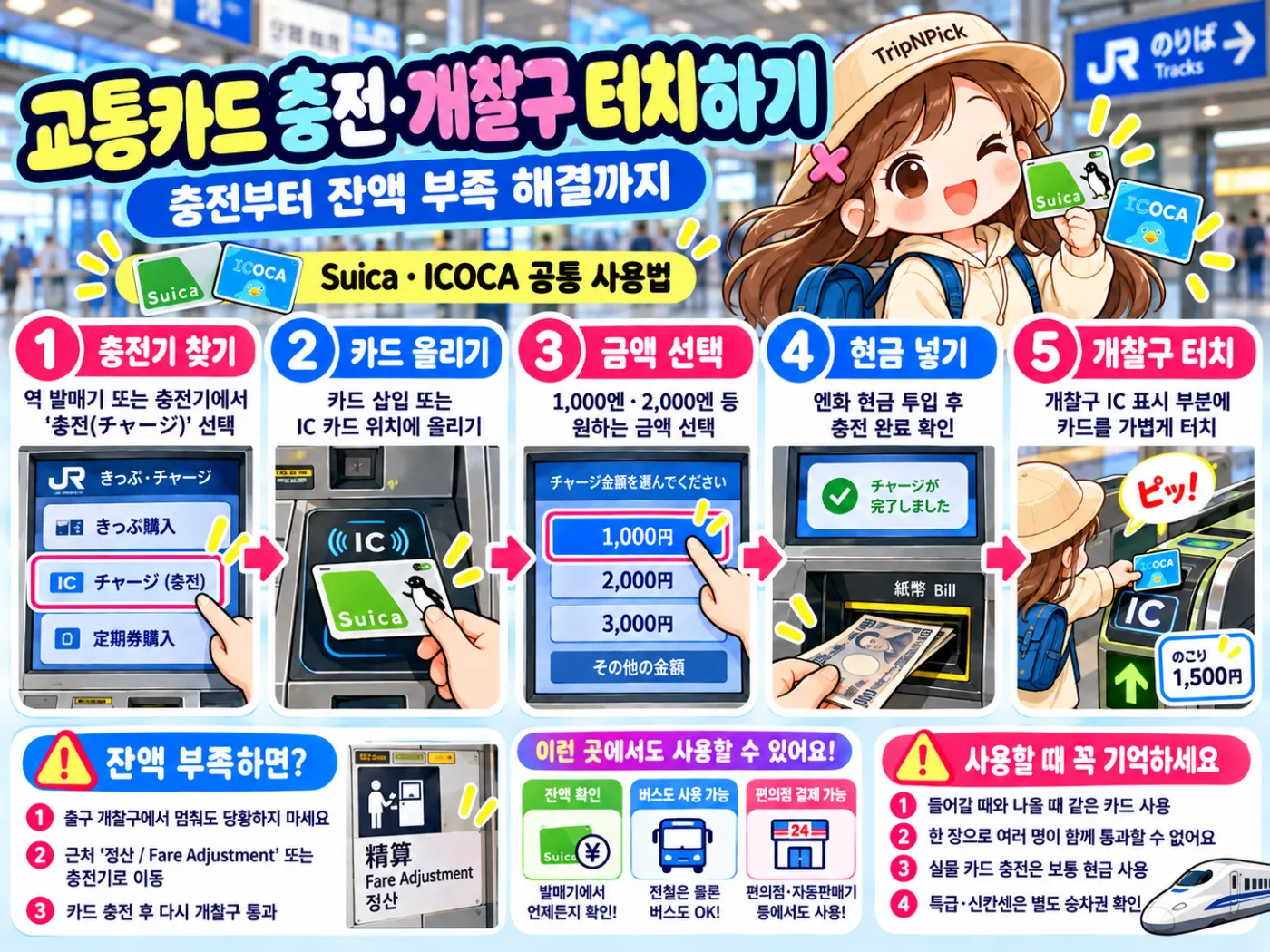 일본 교통카드 구매·충전·사용법|스이카·이코카 발매기부터 개찰구까지