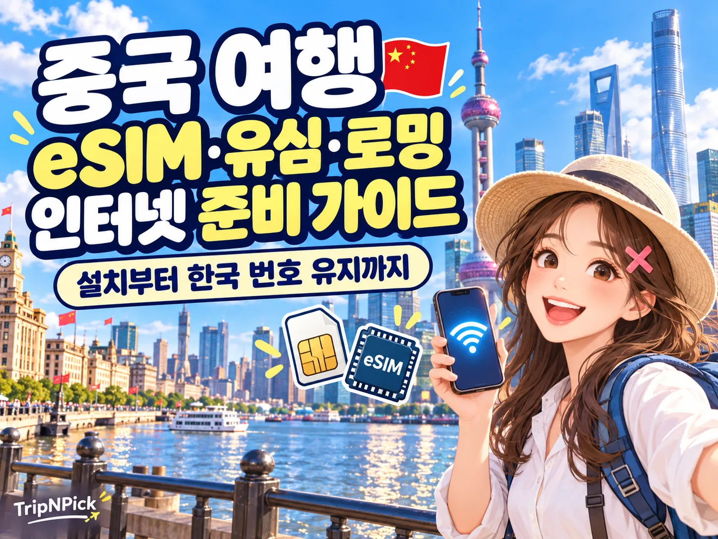 중국 eSIM·유심·로밍 사용법|상하이 여행 인터넷 준비와 한국 번호 유지 대표 이미지
