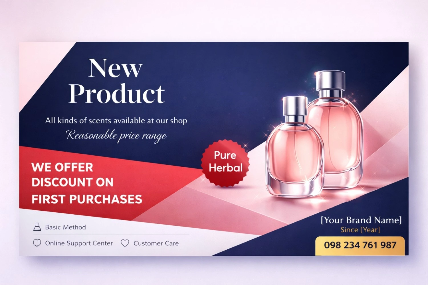 Modern Cosmetic Perfume Launch Discount Square Promotional Flyer