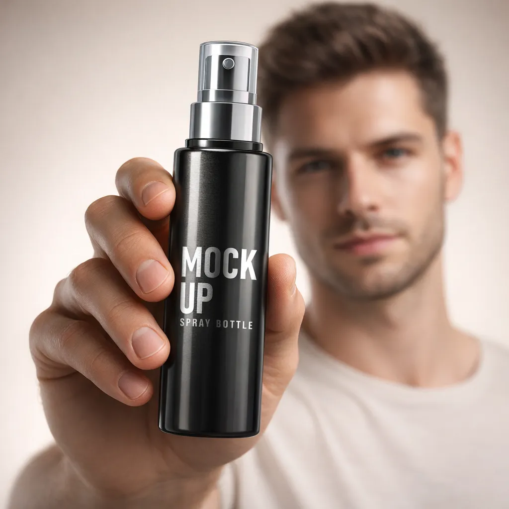 Men’s Skincare – Product-Forward Model Ad Visual