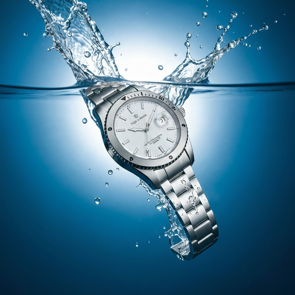 Luxury Watch – Ocean Water Emergence Splash Scene