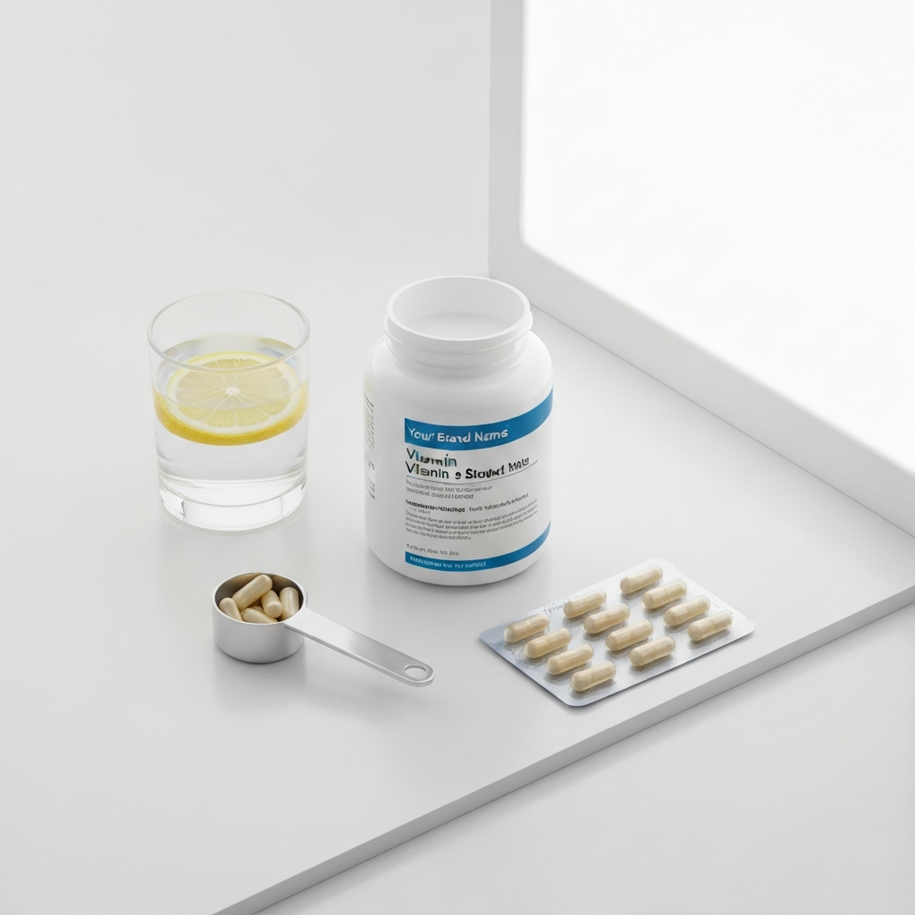 Vitamin Supplement – Clinical White Trust Scene
