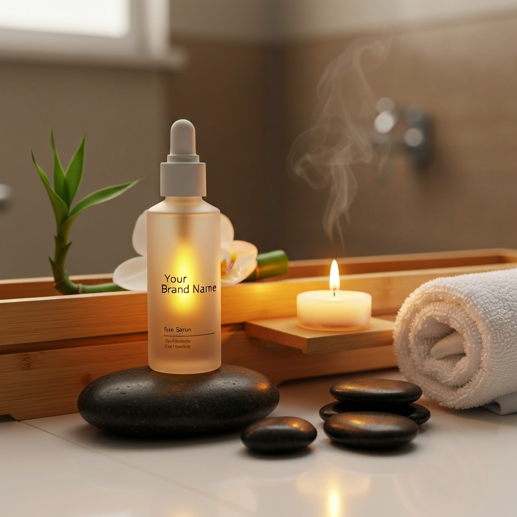 Face Serum – Zen Spa Candlelight River Stone Scene