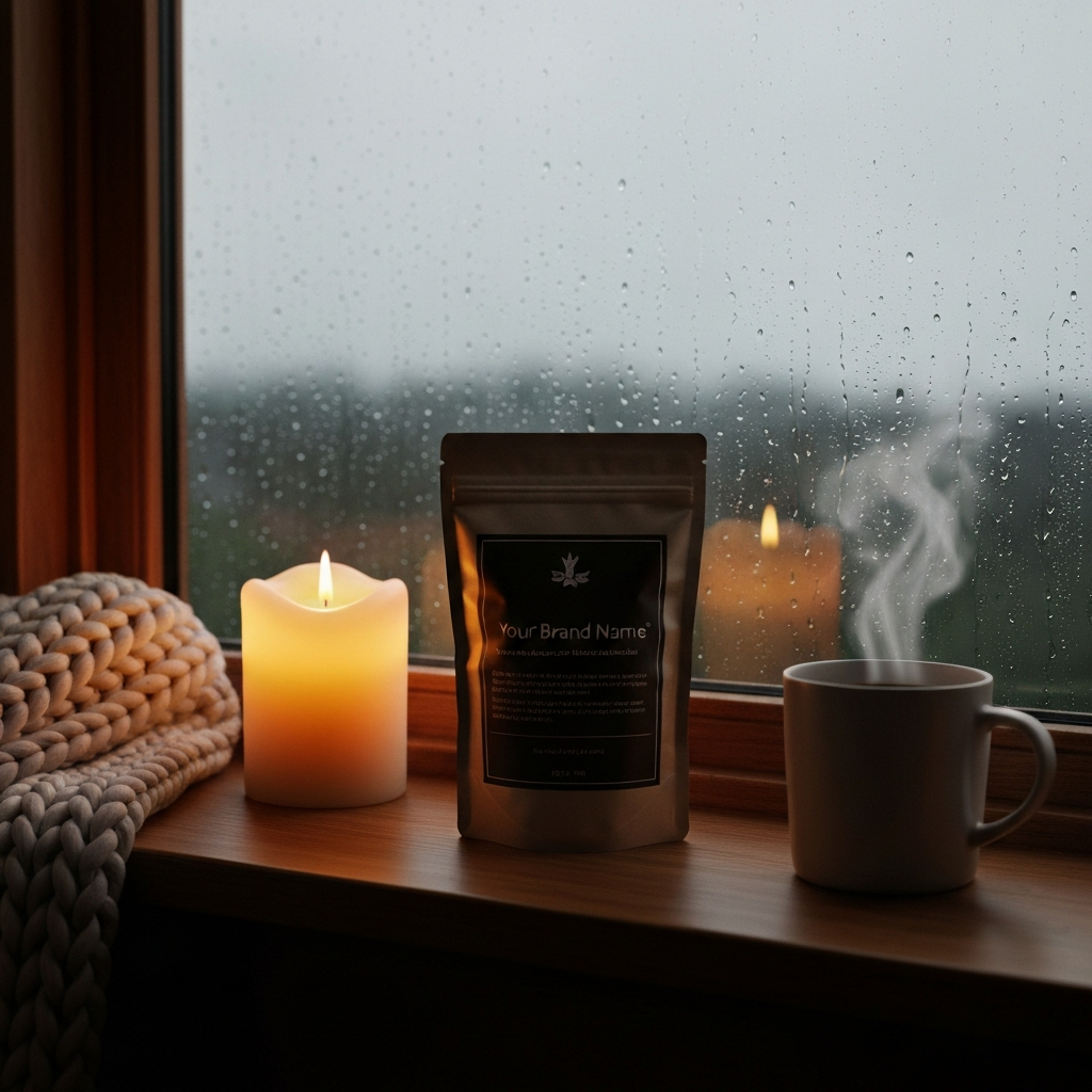 Specialty Coffee – Cozy Winter Rain Window Scene
