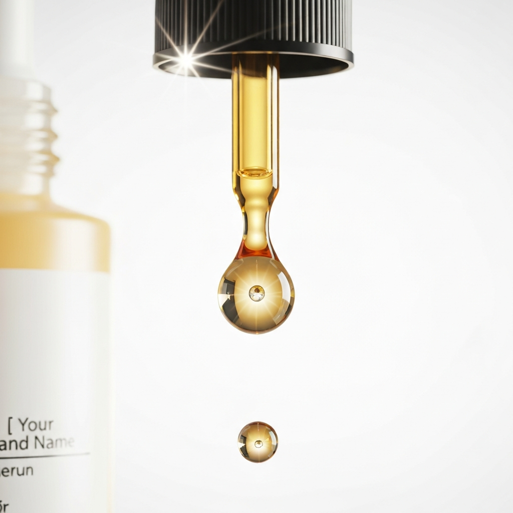 Hair Serum – Single Drop Macro Reflection Scene