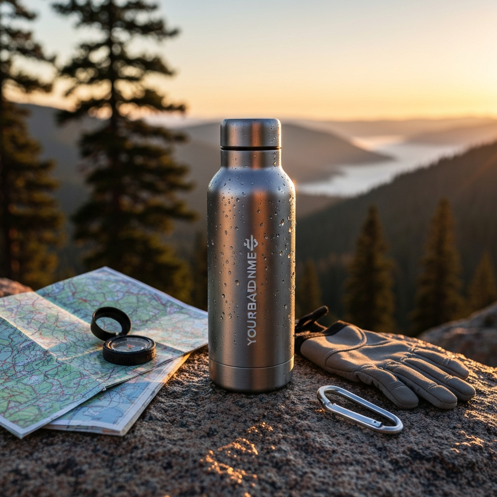Insulated Water Bottle – Mountain Sunrise Hydration Scene