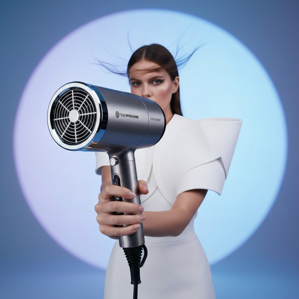 Hair Dryer – Futuristic Beauty Tech Model Shoot
