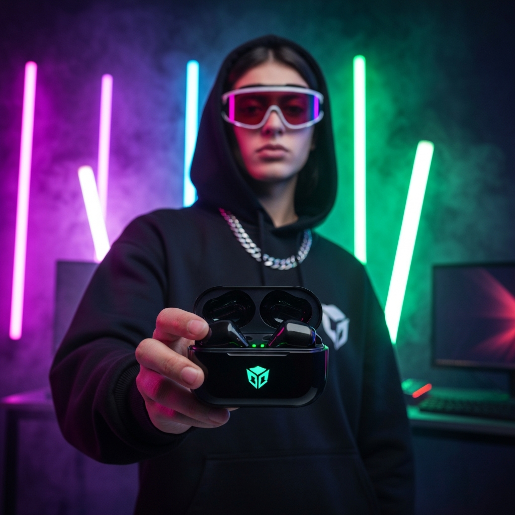 Gaming Earbuds – Cyber RGB Gen-Z Model Shoot