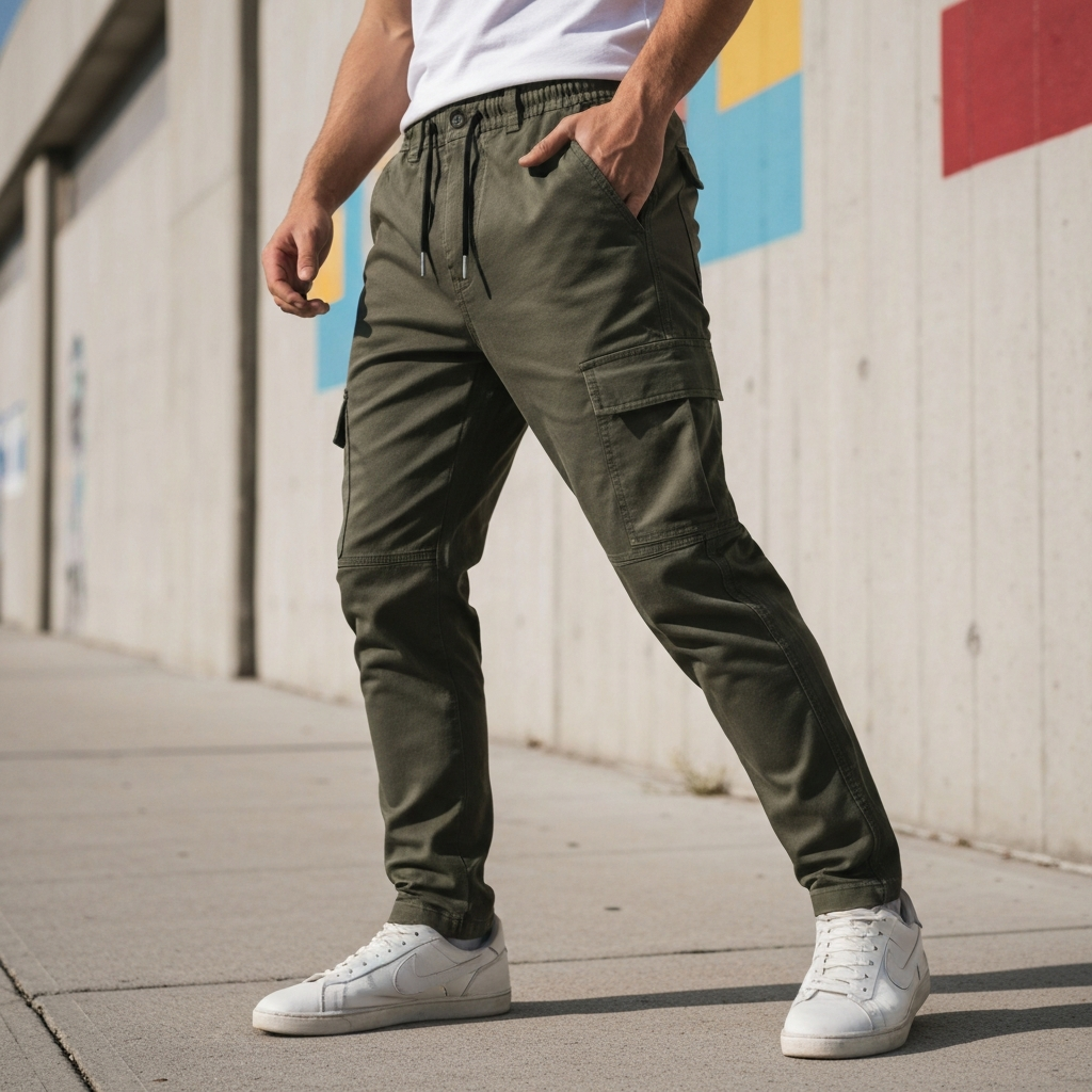 Men Cargo Pants – Utility Streetwear Model Shoot