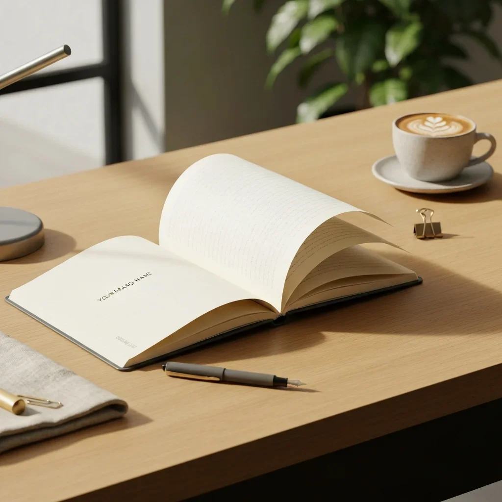 Premium Notebook Lifestyle: Elevated Productivity Desk Scene