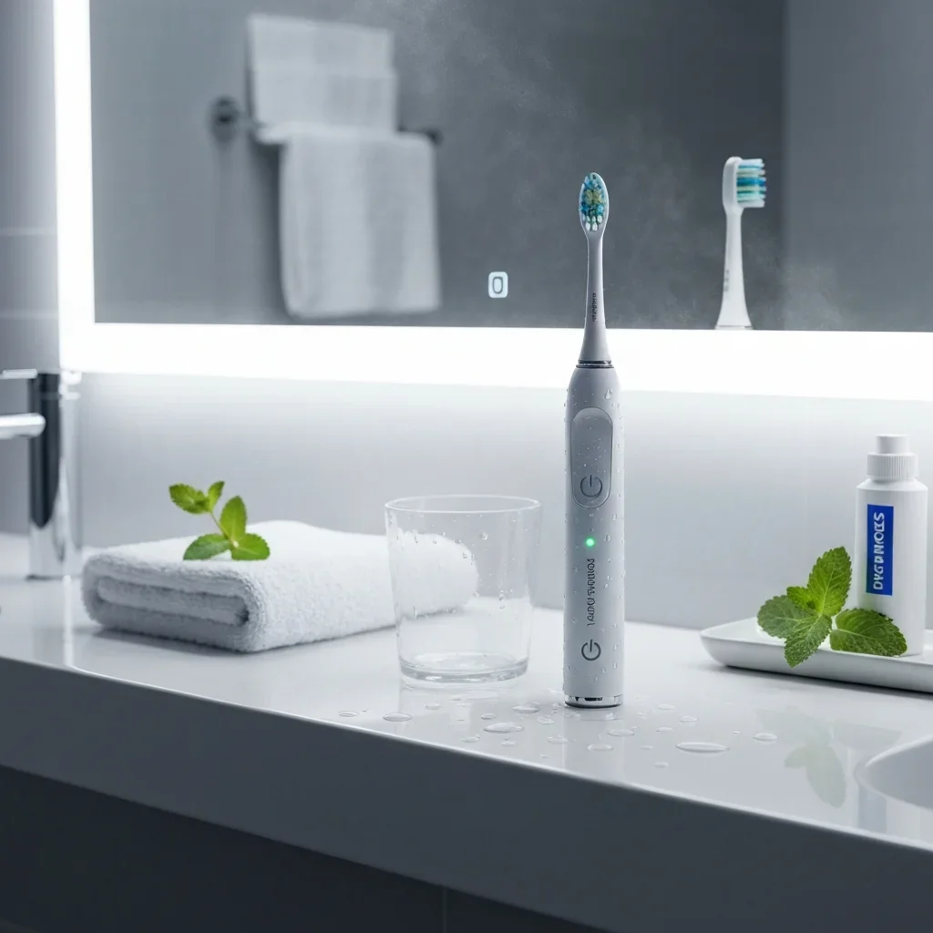 AI Generated preview for Premium Electric Toothbrush: Pristine Bathroom Product Ad - Lifestyle Product Scenes