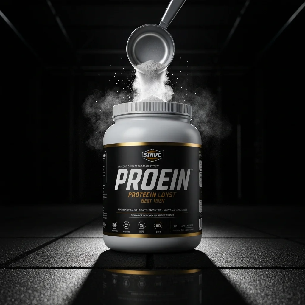 AI Generated preview for Dynamic Protein Powder Commercial Hero - Product Hero Visuals