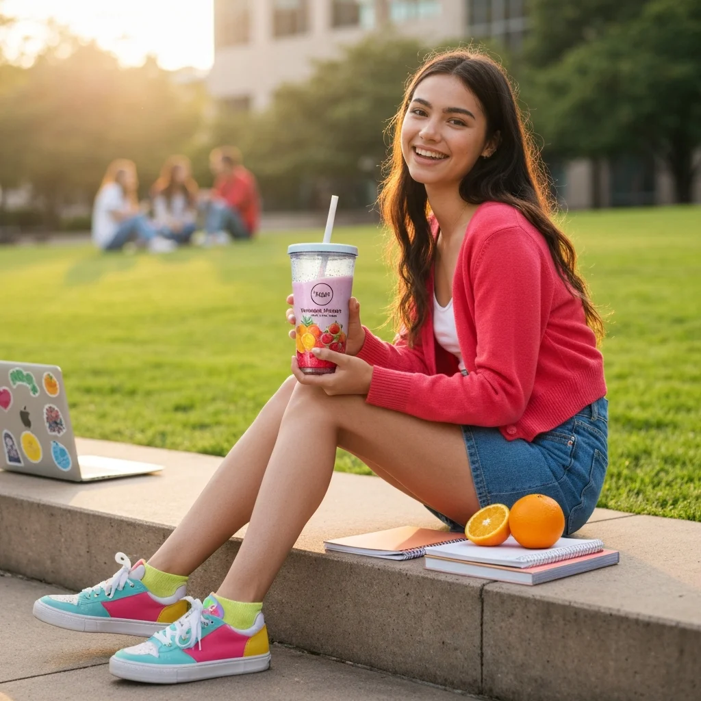 Reusable Smoothie Cup – Campus Gen-Z Model Shoot