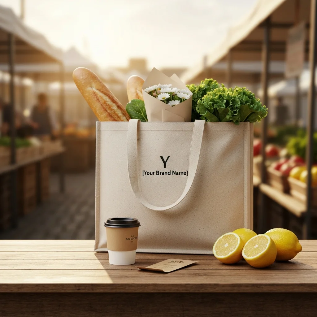 Canvas Tote Bag – Weekend Market Lifestyle Scene