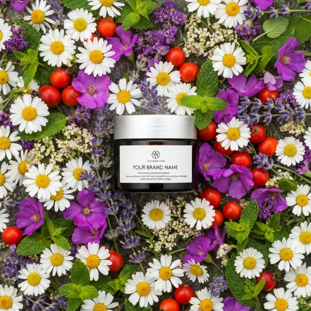 Cosmetic Jar – Wild Botanical Flower Field Scene