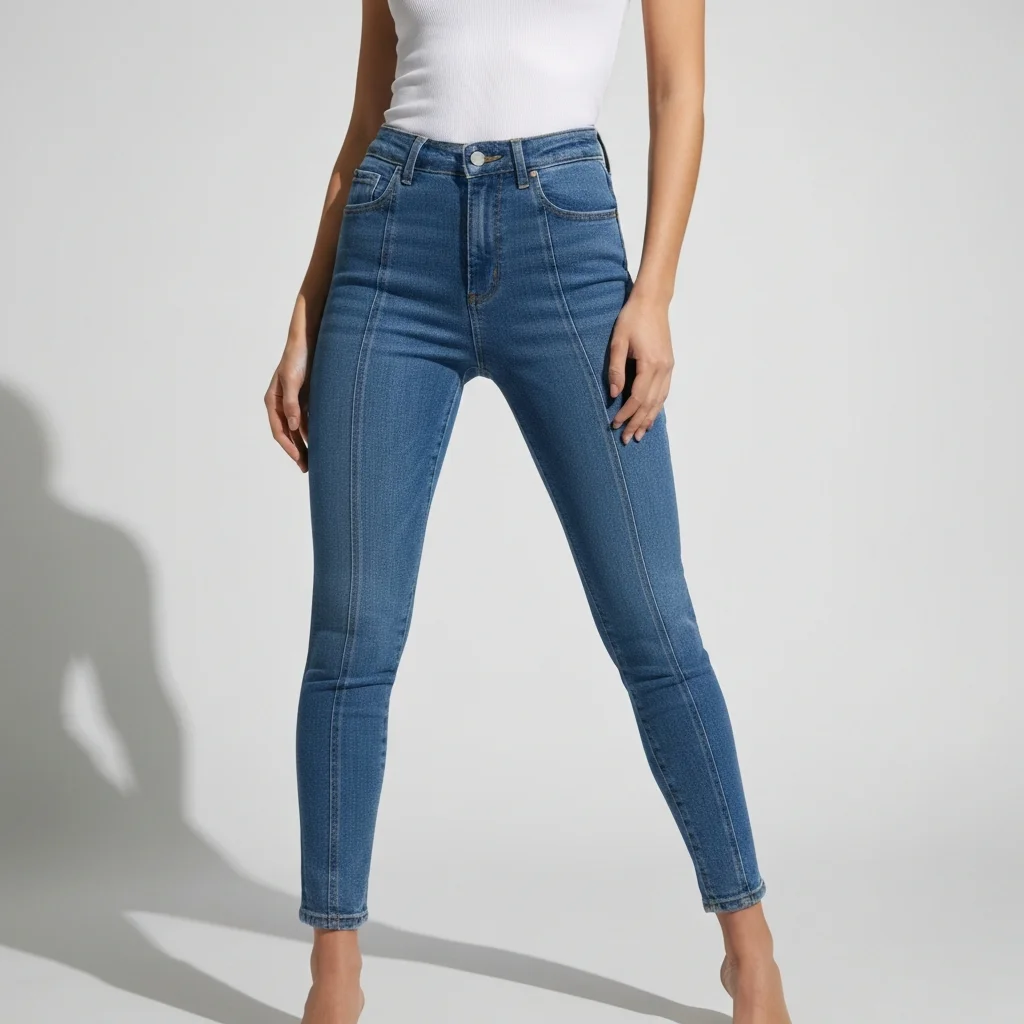 Women High-Waist Jeans – Clean Denim Model Shoot