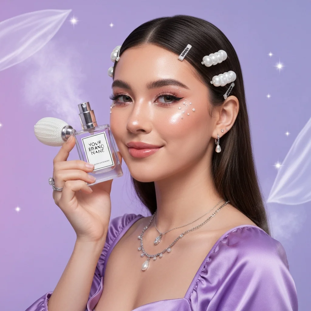 AI Generated preview for Mini Perfume – Lavender Gen-Z Fragrance Model Shoot - Model Product Shoots