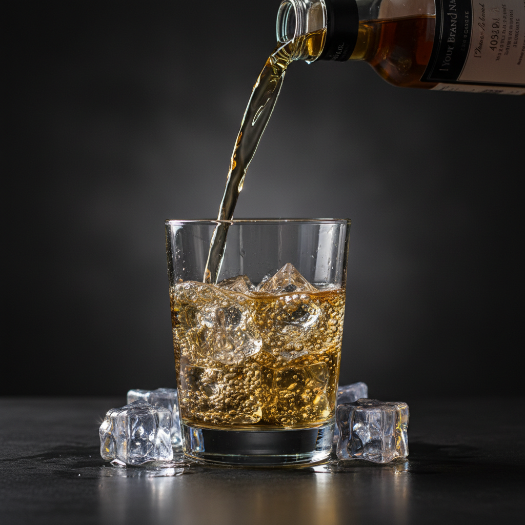 Dynamic Premium Beverage Pour: Dark Moody Lifestyle Photography