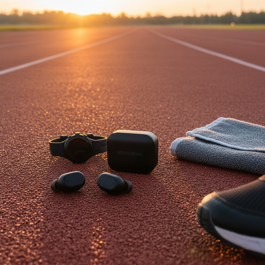 Wireless Earbuds – Athletic Sunrise Track Scene
