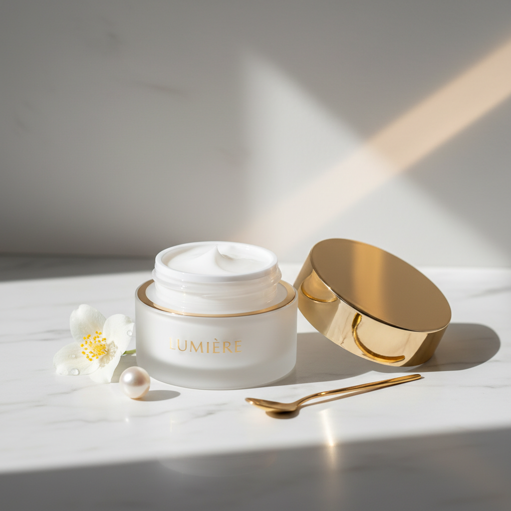 Cosmetic Cream Jar – Morning Light Open Reveal Scene