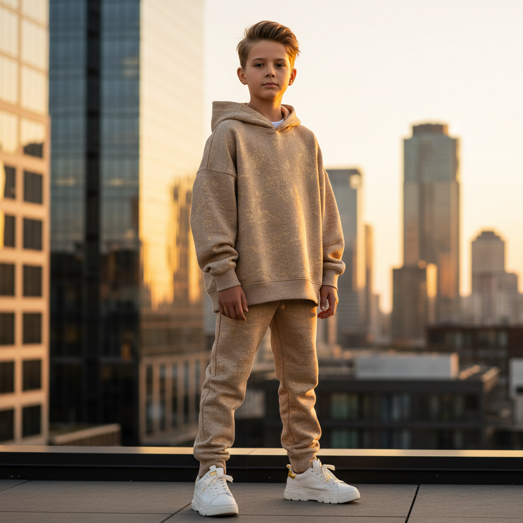 Golden Hour Rooftop: Luxury Youth Streetwear Editorial