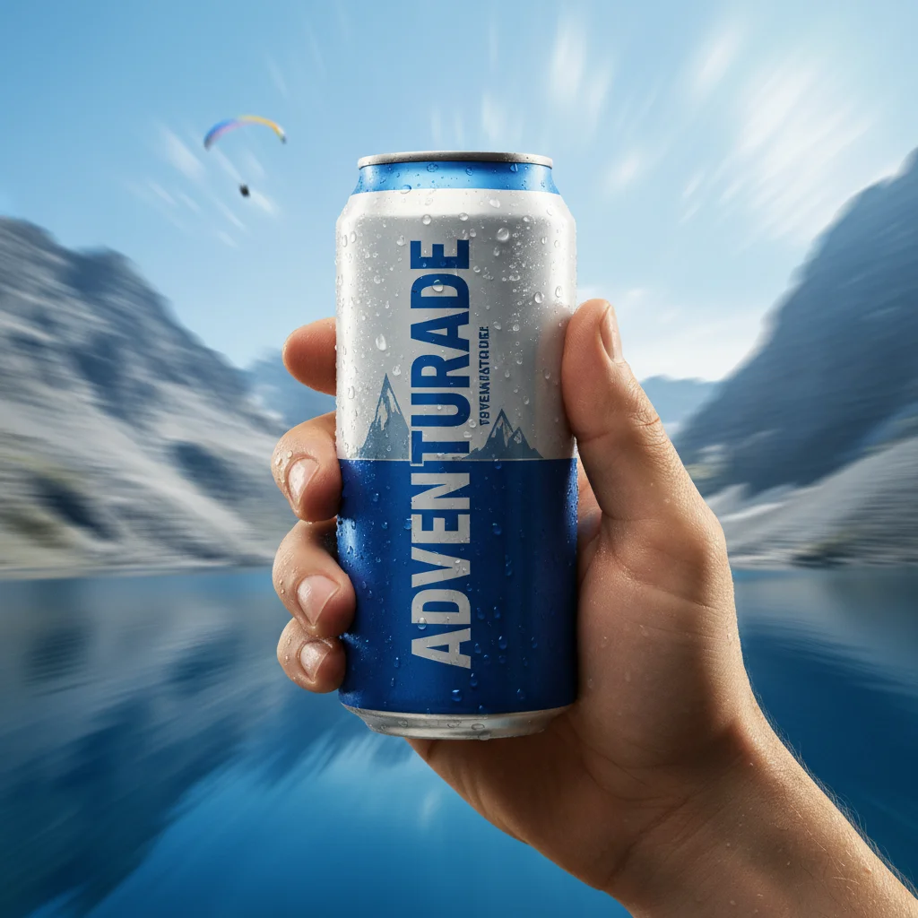AI Generated preview for Dynamic Adventure Beverage Product Ad - Model Product Shoots