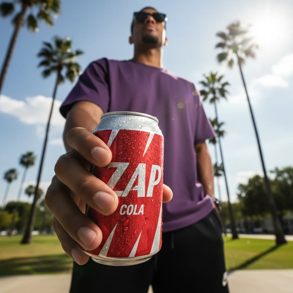 AI Generated preview for Dynamic Streetwear Product Visual: Hyper-Realistic Soda Can Ad - Model Product Shoots