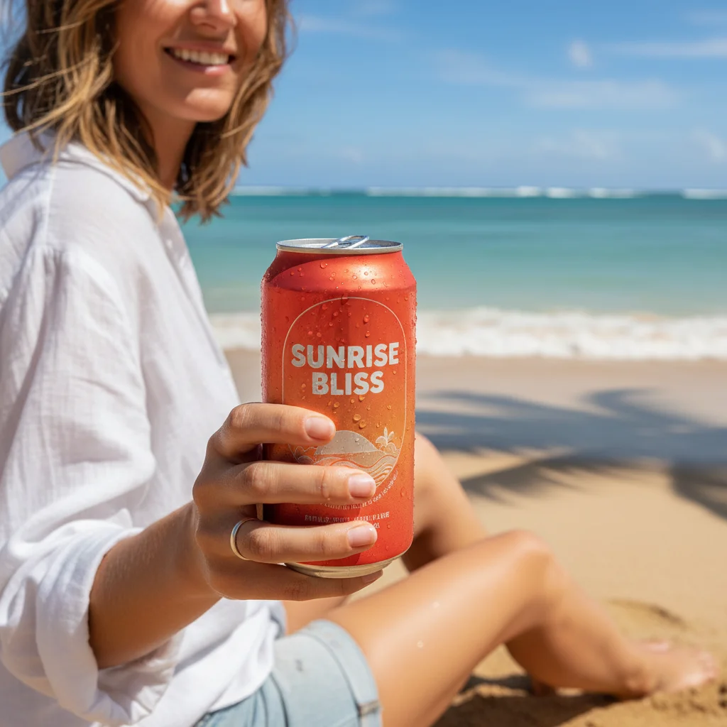 AI Generated preview for Beverage Can – Beach Refreshment Model Shoot - Model Product Shoots