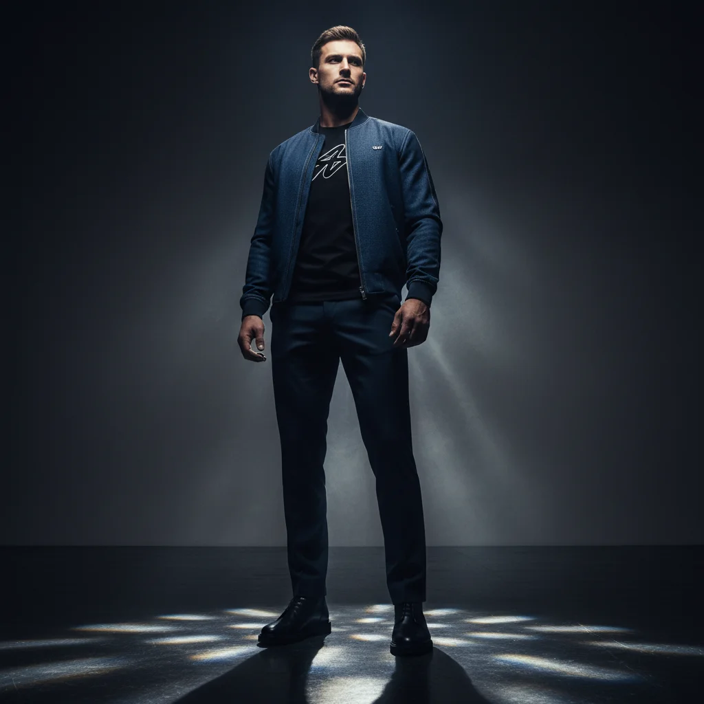 Dynamic Menswear Hero Shot: Editorial Fashion Campaign