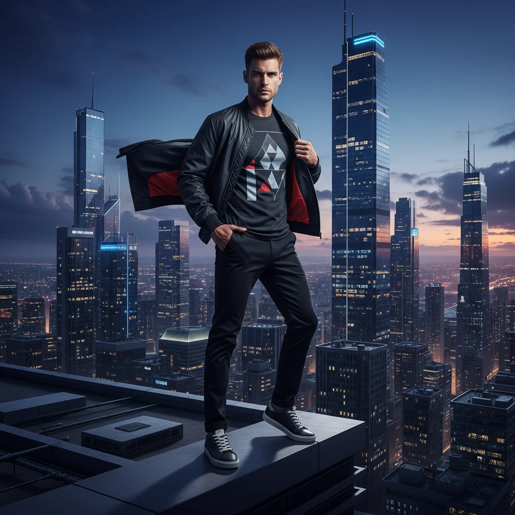 Luxury Menswear: Futuristic Skyline Editorial