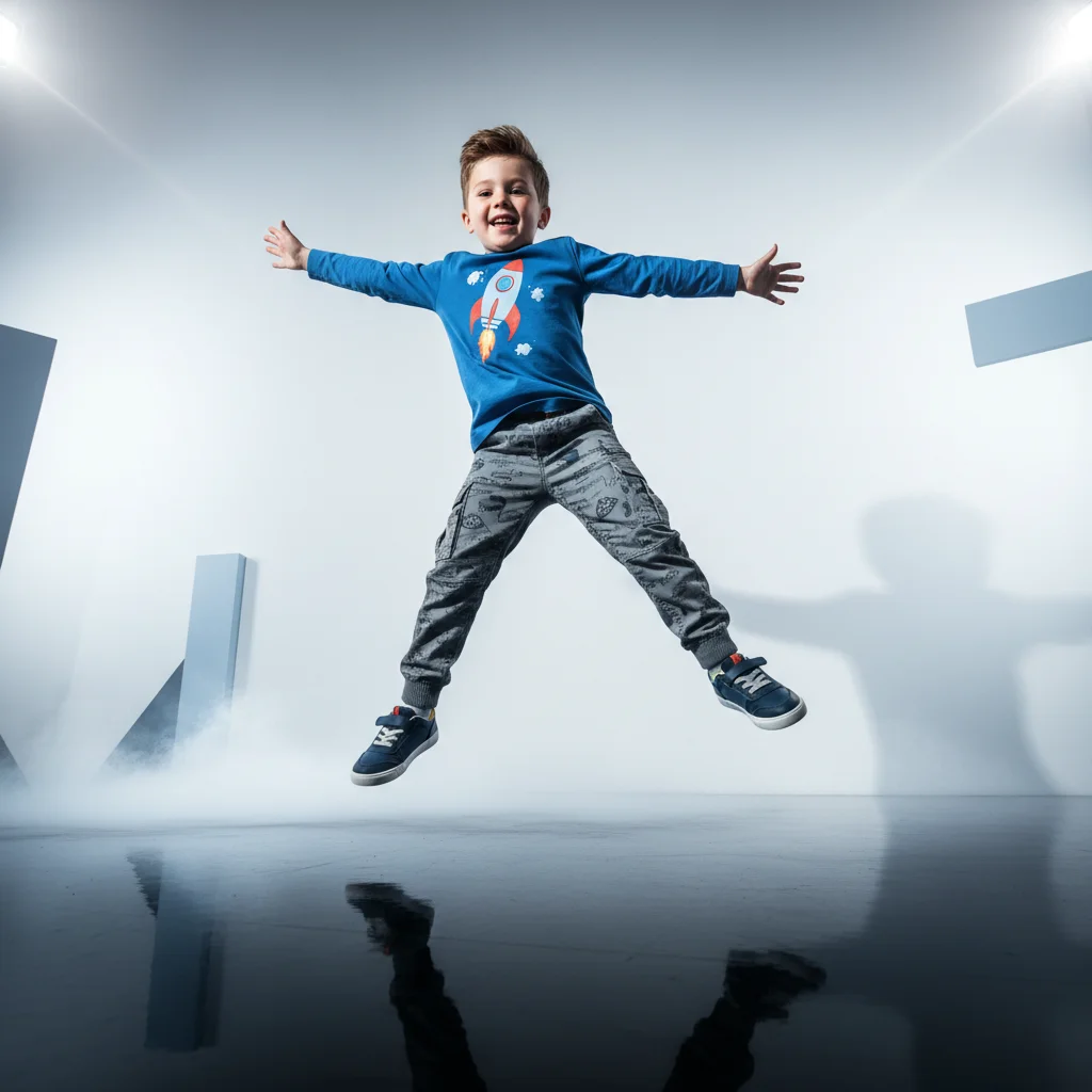 AI Generated preview for Premium Kidswear Hero Shot: Dynamic Low Angle Fashion - Model Product Shoots