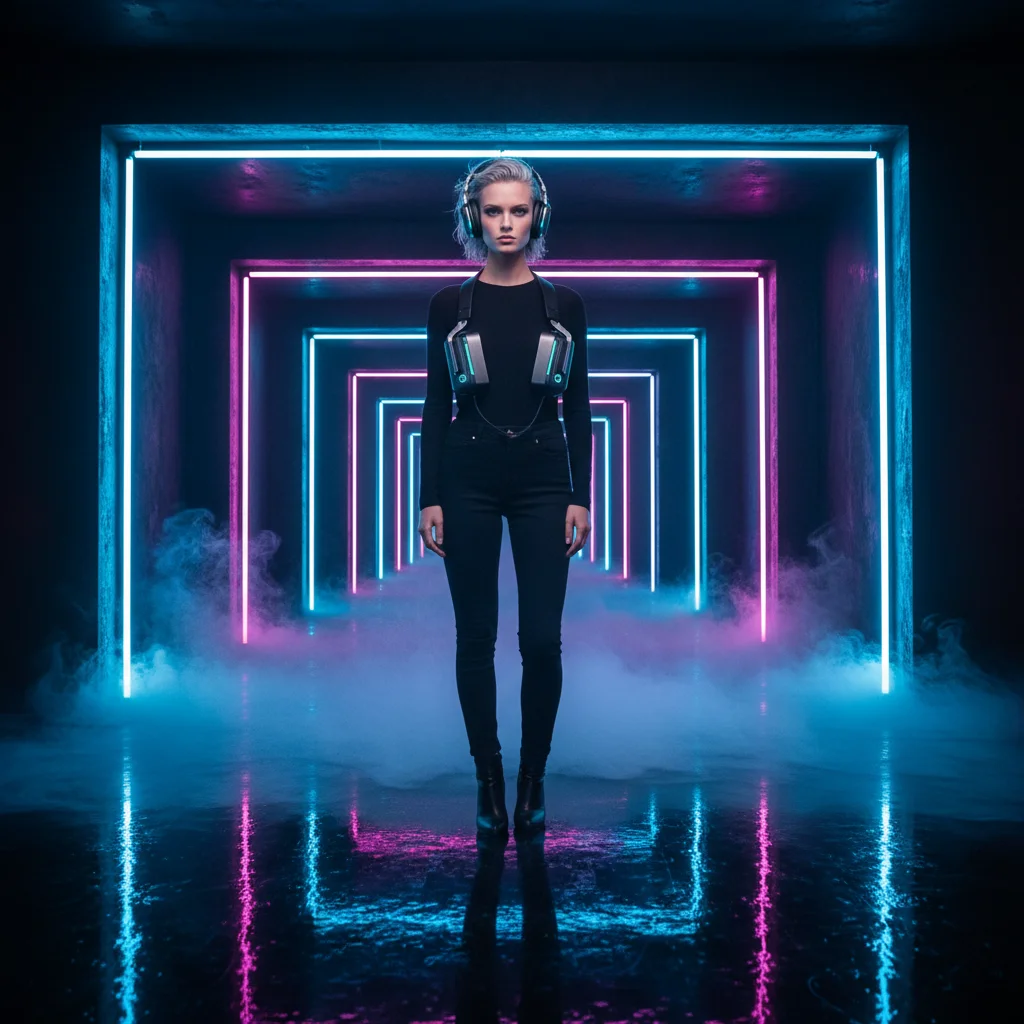 AI Generated preview for NovaPulse Audio – Neon Frequency - Model Product Shoots