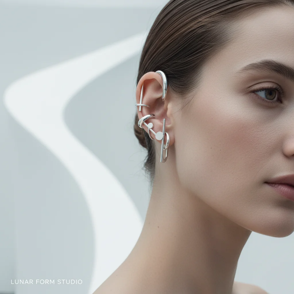 AI Generated preview for Premium Minimalist Ear Cuff Jewelry Campaign: Scandinavian Luxury Editorial Visuals - Product Hero Visuals