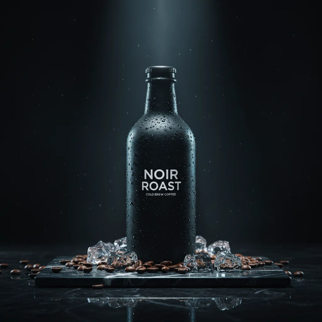 Cinematic Luxury Cold Brew Coffee Bottle Hero Visual for Premium Beverage Branding