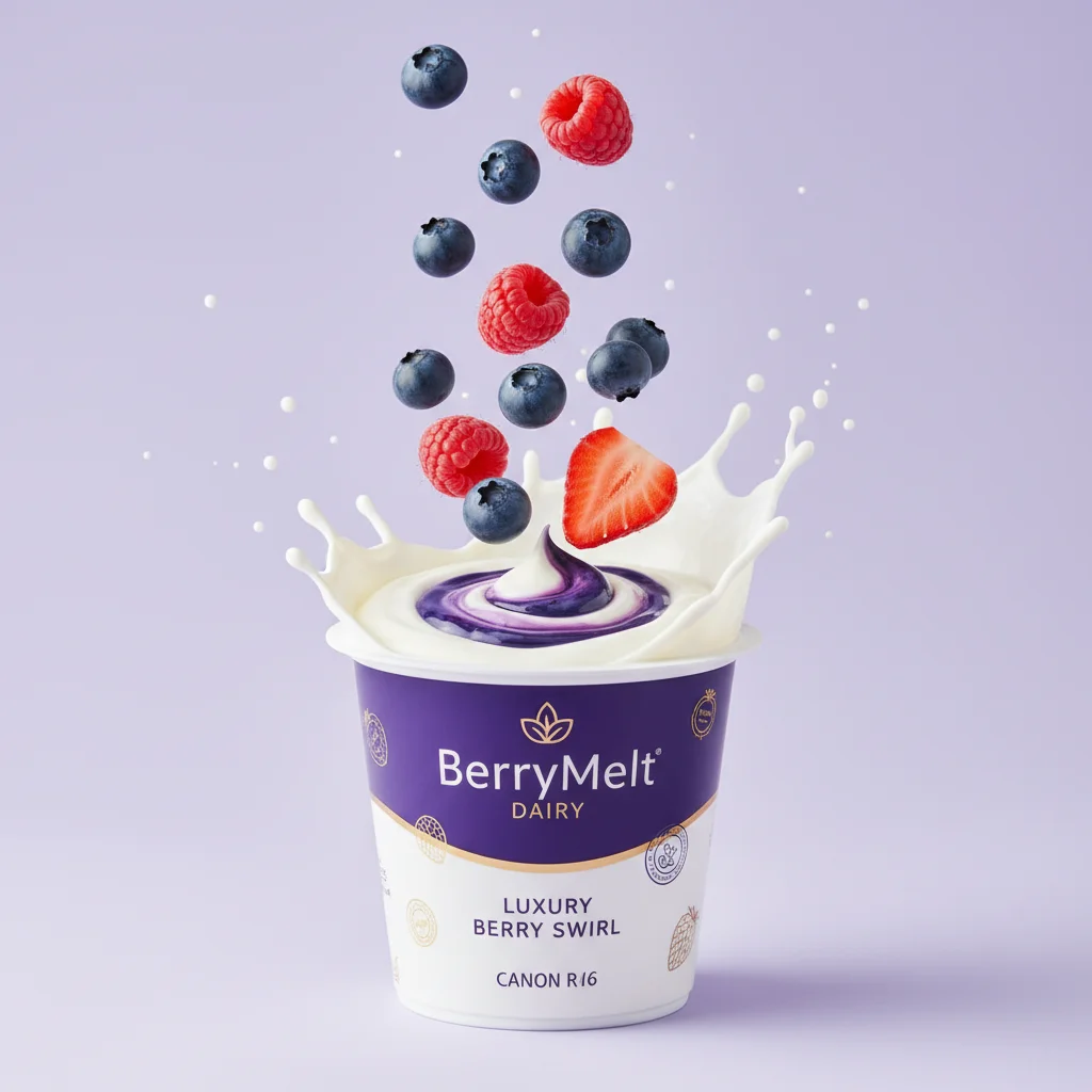 AI Generated preview for Exquisite Blueberry Swirl Yogurt: High-Speed Macro Product Photography - Product Hero Visuals