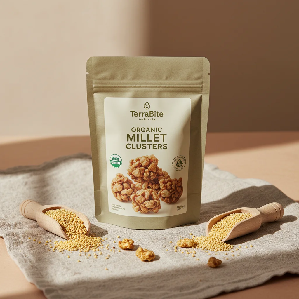 AI Generated preview for Premium Organic Millet Snack Pack: Eco-Friendly Hero Visual for Wellness Brands - Product Hero Visuals